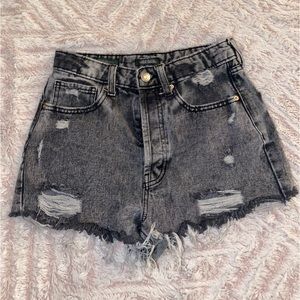 High Waisted Black Jean Shorts